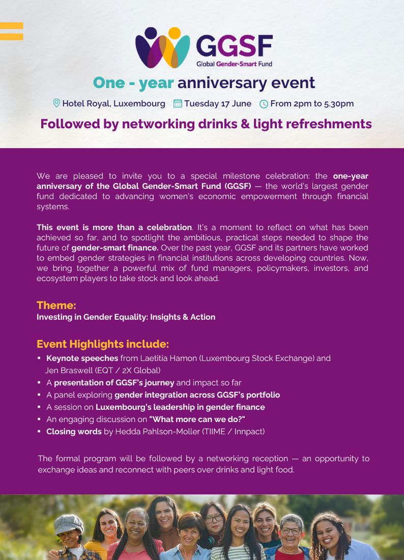 GGSF Global Gender Smart Fund's one year anniversary event on tuesday,17 june at Hotel Royal, Luxembourg